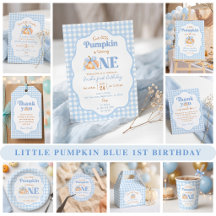 Little Pumpkin Blue Gingham 1st Birthday