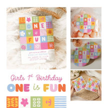 One is Fun Retro Patchwork | Girls 1st Birthday