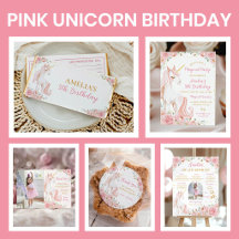 Pink Unicorn Floral Birthday Party