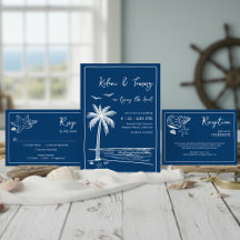 Coastal Blues Palm Tree & Seashell Wedding 