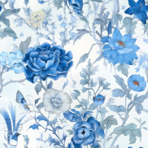 Chinoiserie Blue Wild Flowers