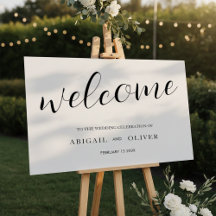Modern Minimalist White Wedding Welcome Signs