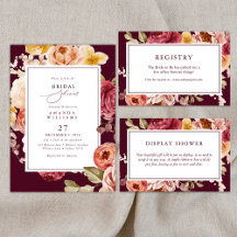Romantic Deep Burgundy Floral Bridal Shower
