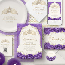 Purple Quinceanera Tiara Mask Floral