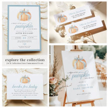 JACK Dusty Blue Bow Pumpkin Baby Shower