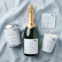 Elegant Blue Floral Watercolor Wedding Collection