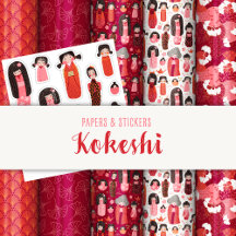 Japanese Kokeshi Gift Wrapping