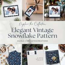 Elegant Vintage Blue Snowflake Pattern