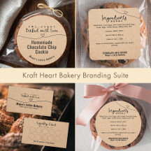 Neutral Kraft Heart Line Bakery Branding Suite