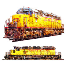 EMD SD40-2 - Distressed Watercolor Style