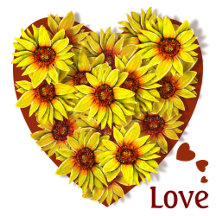 Sunflower Love and Hearts - Valentine's Day