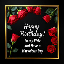HAPPY BIRTHDAY RED ROSE WIFE CARD