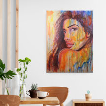Feminine Colorful Abstract Realism Painting 