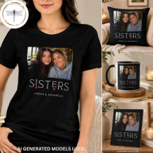 Sisters Heart Typography Black Photo Gifts