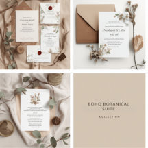 Complete Neutral Boho Botanical Wedding Suite