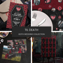 Black Coffin Til Death Heart Floral Goth Wedding