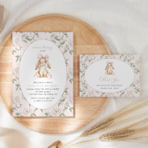 Cute Bunny, Pink Flowers First Birthday Collection