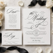 Grand Script Black Letterpress Wedding Collection