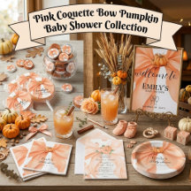 Pink Coquette Bow Pumpkin Baby Shower Collection