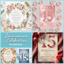 Elegant Quinceañera Celebration Invitations