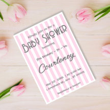 Pink and white stripe Baby Shower collection