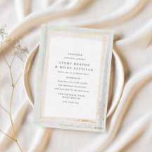 Pink and Blue Watercolor Wedding Invitation