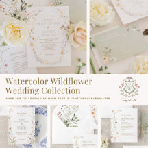 Watercolor Wildflower Wedding Invitation Suite