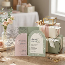 Relief Print Line Drawing Boho Wedding Invitations