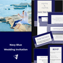 Stripes - Navy Blue Wedding Stationery