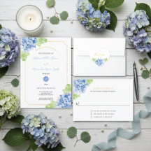 Watercolor Hydrangeas Floral Wedding Suite
