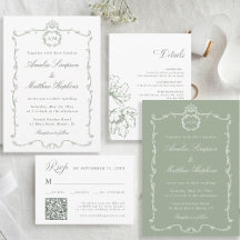Sage Green Modern Classic French Wedding Suite