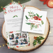 Red Holiday Watercolor Botanical Christmas Cards