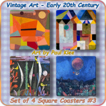 ◊ COASTER SETS (4) - Paul Klee Abstract Art
