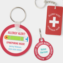 Allergy Alert Button Style Keychains