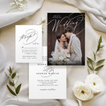 Elegant swirl script Simple Photo Wedding