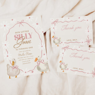 Carte De Remerciements Bow rose sot oie Coquette Anniversaire