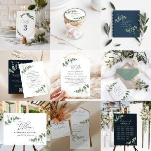 Invitation La force de Wedding greenery Eucalyptus botanical