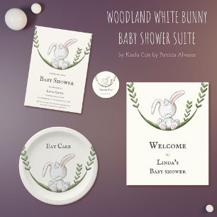 Sticker Rond Joli Baby shower de lapin en bois