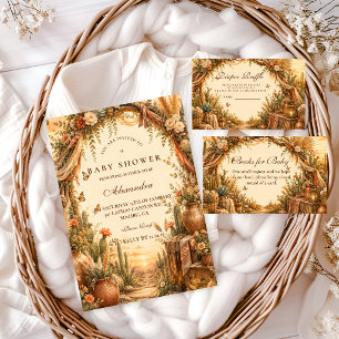 Invitation Baby Shower Bohème Rustique sur le Cactus