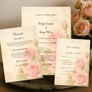 Serviette En Papier Blush Rose Romantique Floral Vintage Mariage