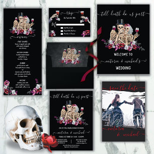 Invitation Tout En Un Squelette gothique Couple Mariage