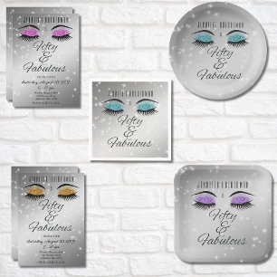 Fabuleux 50 Black Hot Pink Glam Eyes Invitation
