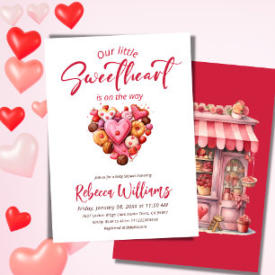 Carte De Remerciements Un petit Baby shower de coeur rouge doux