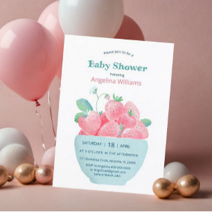Baby shower autocollant avec fraise mignonne