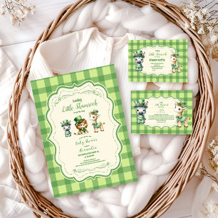 Invitation Safari Animlas Lucky Little Baby shower Shamrock