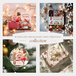 Cartes Pour Fêtes Annuelles 4 Photos Bois Animaux Bébé Premier Noël