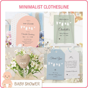 Lichtblauwe Minimalistische Uitnodiging voor Baby 