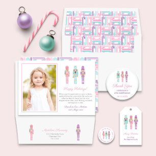 Sticker Rond Pastel Nutcracker Soldats de ballet Joyeux Noël