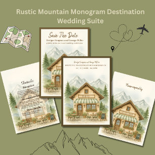 Invitation Destination mariage de Monogramme de Montagne Rust