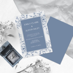 Invitation Floral Dusty Blue Mariage élégant